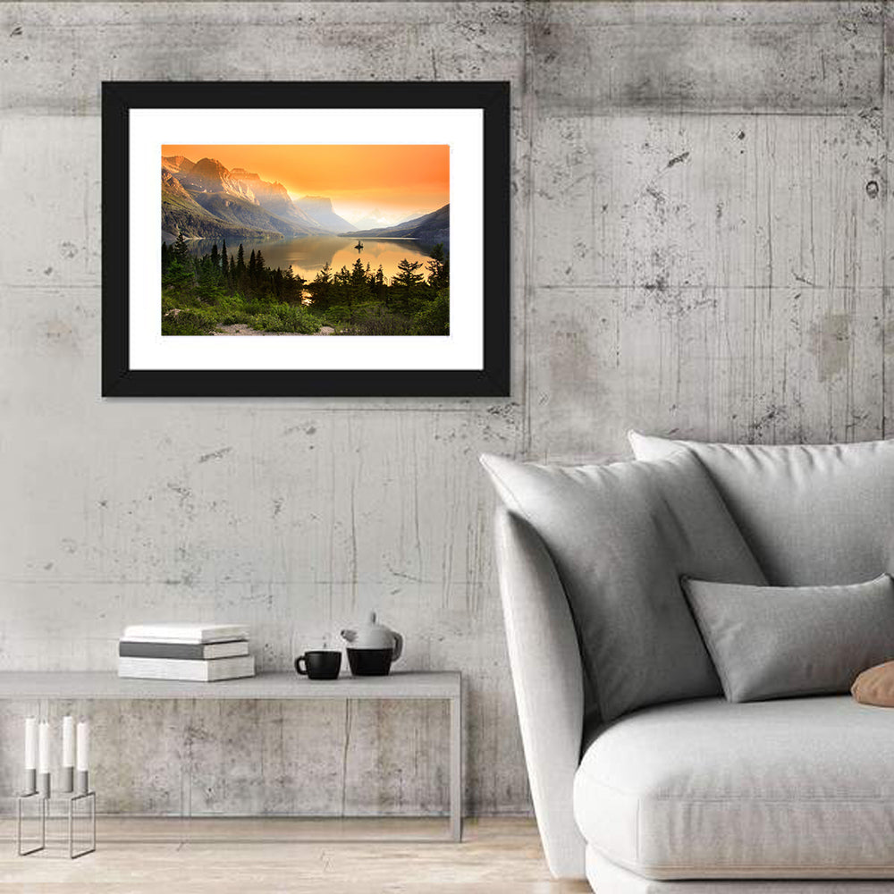 Saint Mary Lake, Wild Goose Island Wall Art in a room, landscape