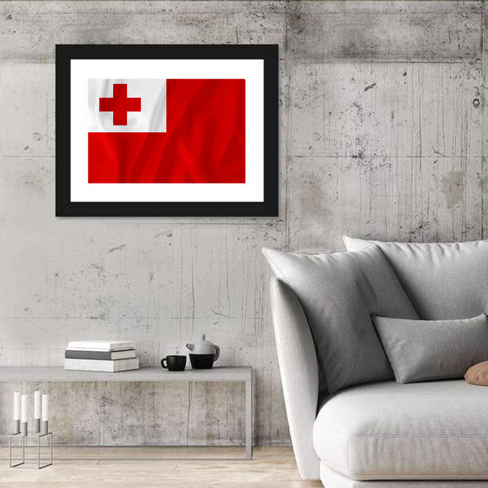 Tonga National Flag Wall Art in a room, landscape