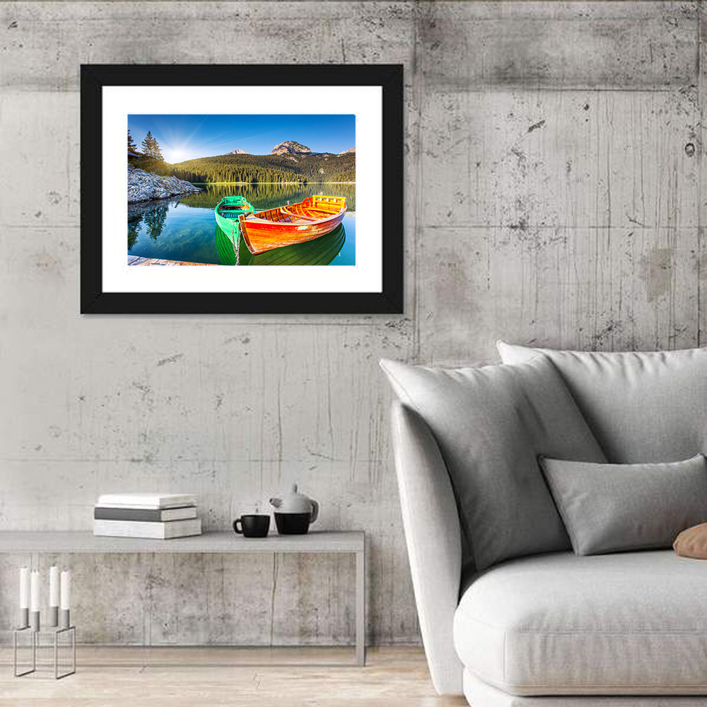Boats at Black Lake Montenegro Wall Art