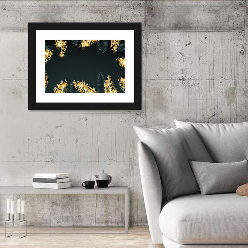 Golden Tropical Palm Leaves Wall Art