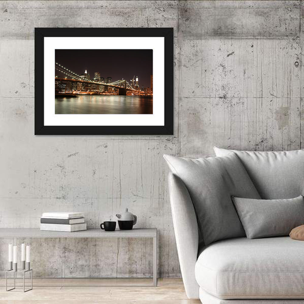 Brooklyn Bridge Night Skyline Wall Art