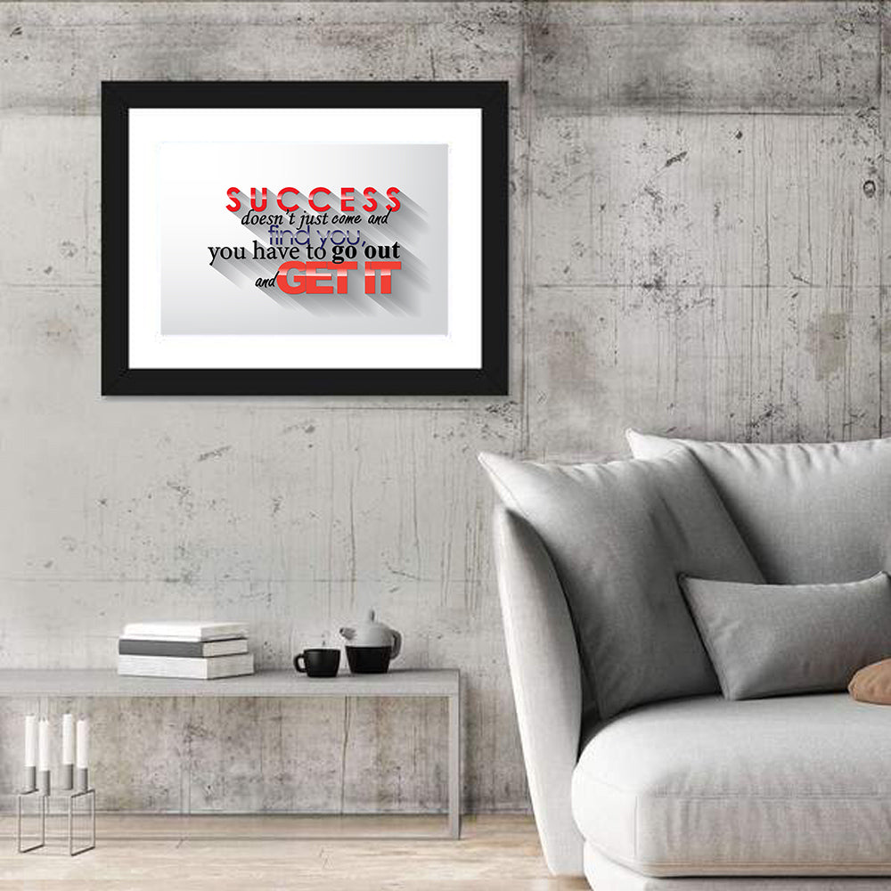 Bold Success Quote Typography Wall Art in a room, landscape