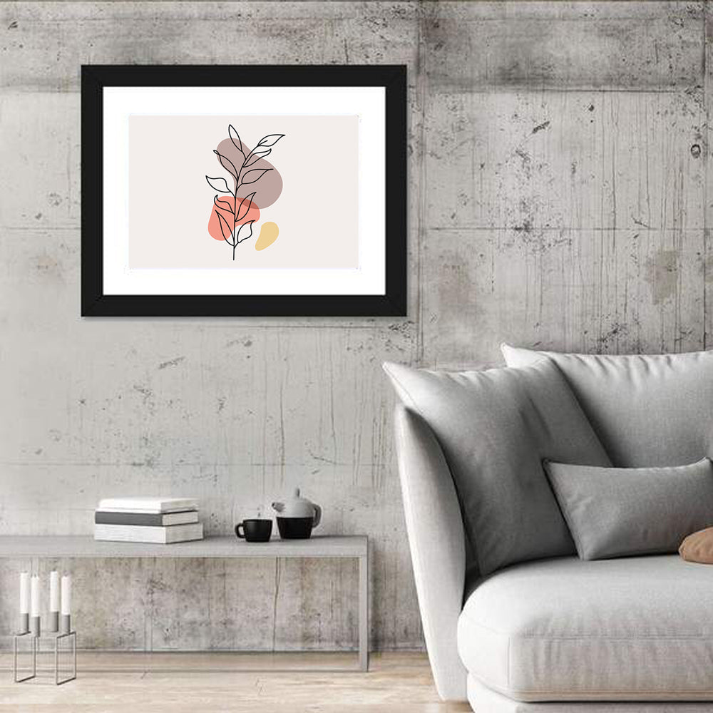 Minimalist Floral Line Drawing Wall Art in a room, landscape