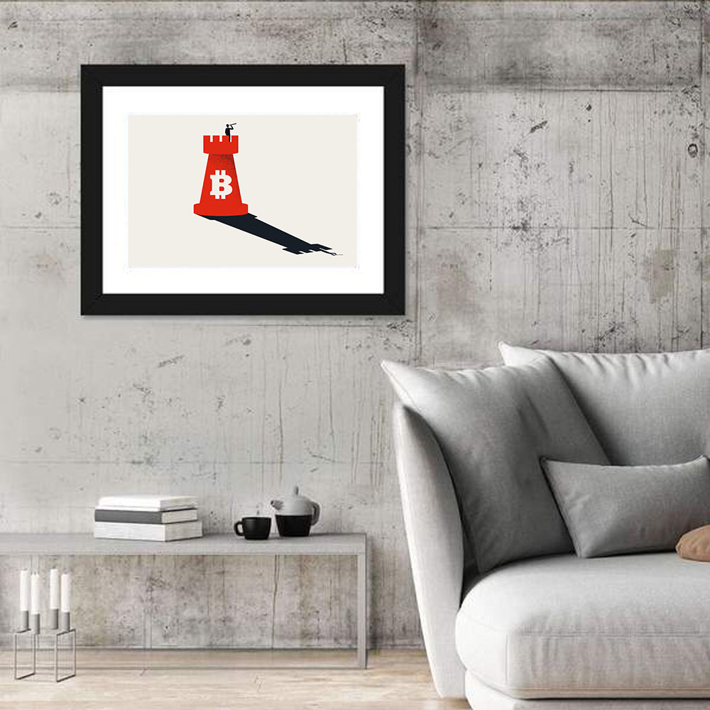 Rook Tower with Bitcoin Emblem Wall Art