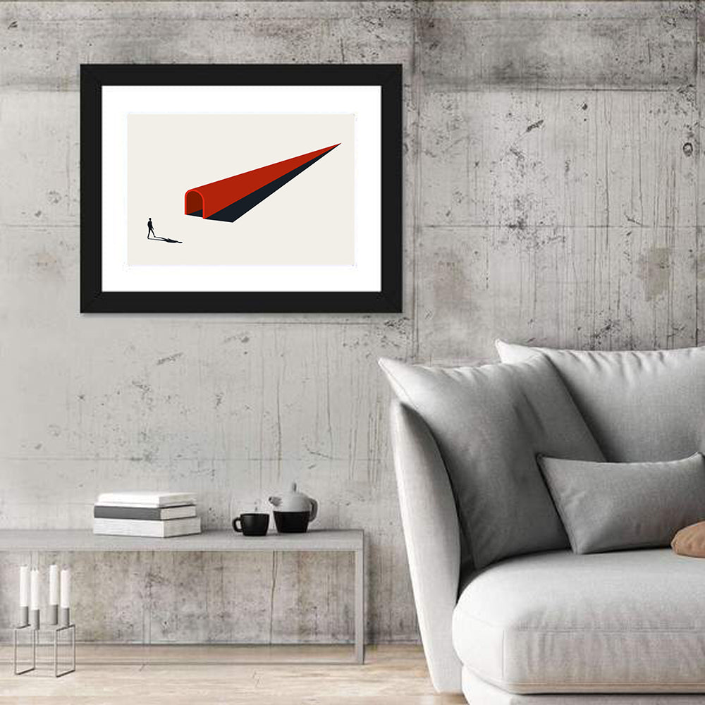 Silhouette in Red Tunnel Wall Art in a room, landscape