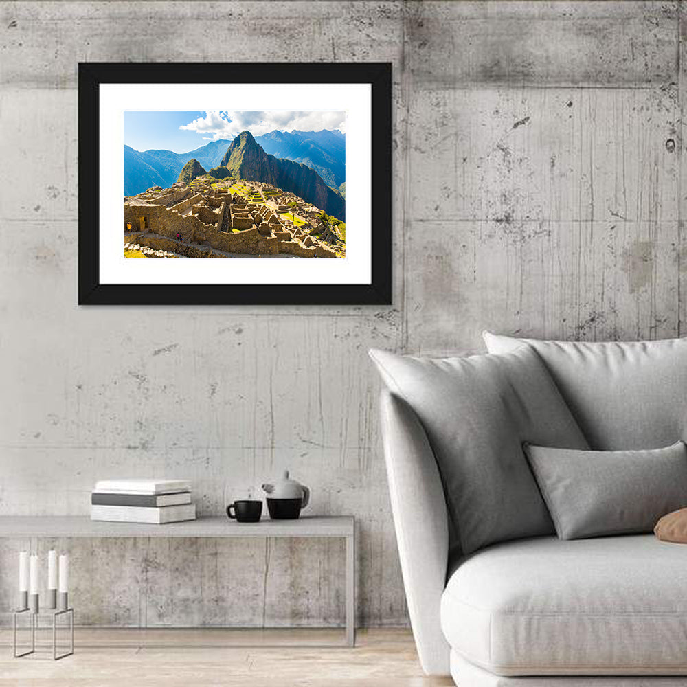 Terraced Ruins of Machu Picchu Wall Art in a room, landscape