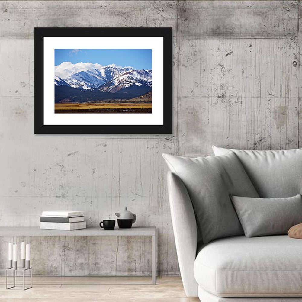 Snow-capped Colorado Peaks Wall Art in a room, landscape