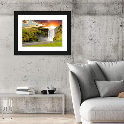 Skógafoss at Sunset, Iceland Wall Art