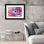 Colorful Tall Ship at Sea Wall Art