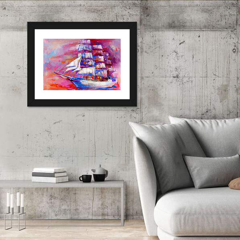 Colorful Tall Ship at Sea Wall Art