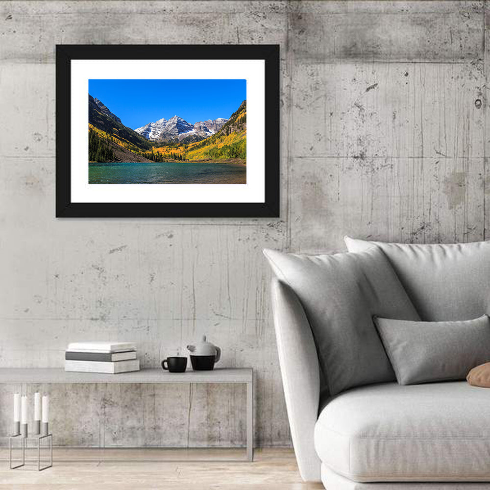 Autumn Maroon Bells, Colorado Wall Art in a room, landscape