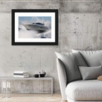 Motor Yacht Cutting Through Spray Wall Art