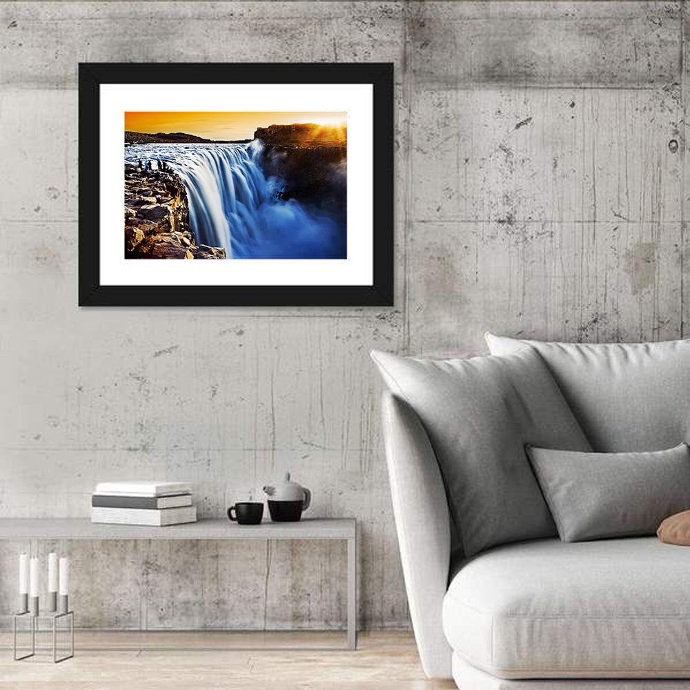 Dettifoss Waterfall Wall Art in a room, landscape