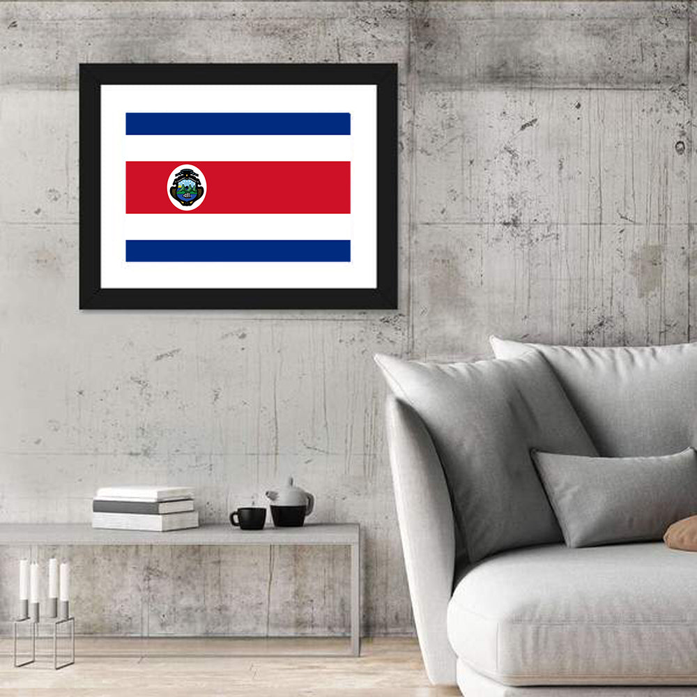 Costa Rica Flag with Coat of Arms Wall Art