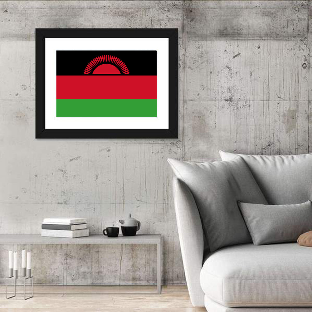 Malawi National Flag Wall Art in a room, landscape