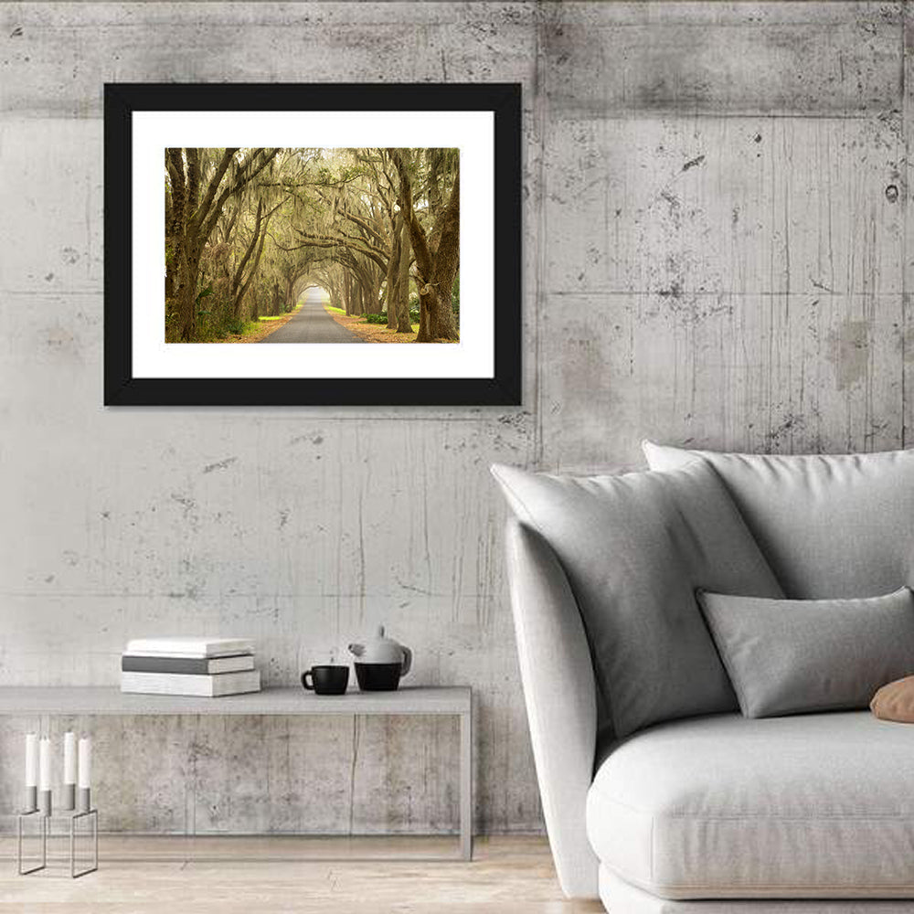 Spanish Moss Country Road Wall Art in a room, landscape