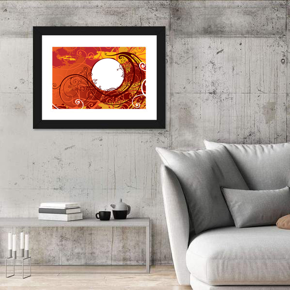 Floral Scrollwork Ornament Wall Art in a room, landscape