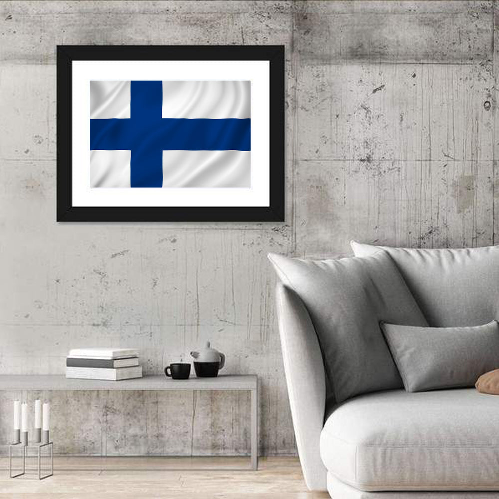 Finnish Flag with Rippling Texture Wall Art