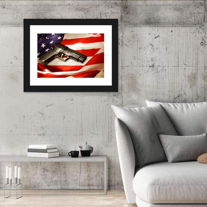 Pistol on Folded American Flag Wall Art