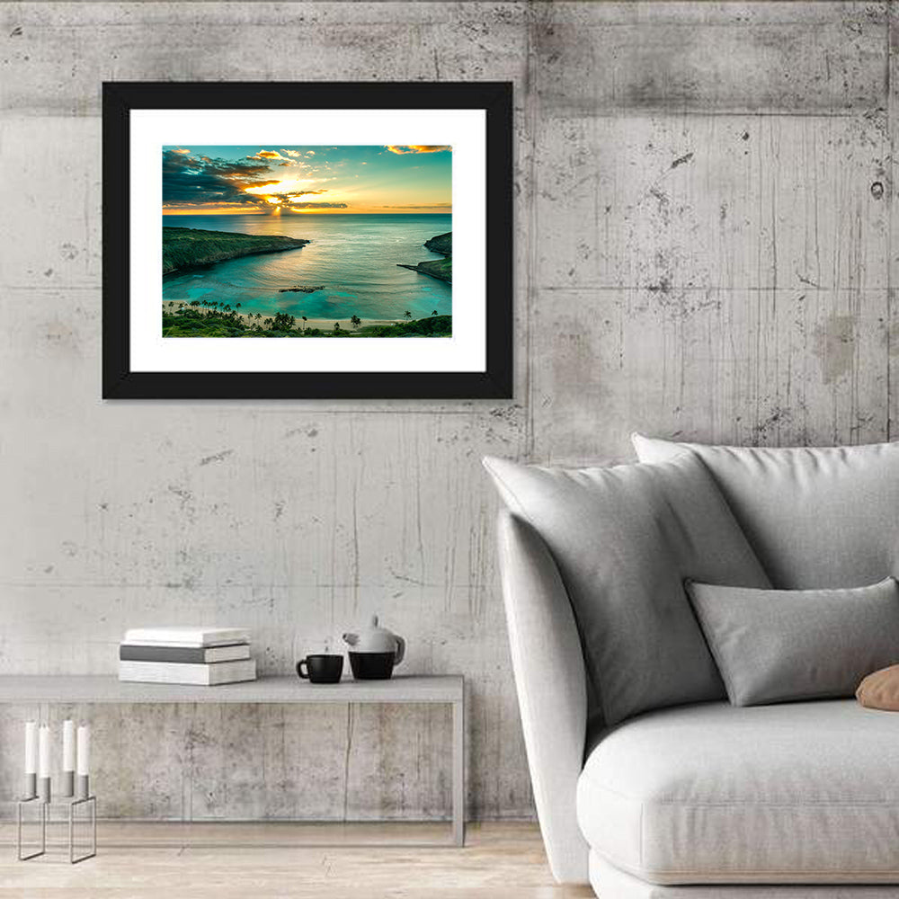 Sunrise Over Hanauma Bay Wall Art in a room, landscape