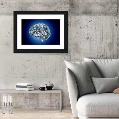 Chrome Brain Side Profile Wall Art