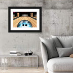 Glowing Blue Bowling Ball on Wooden Lane Wall Art