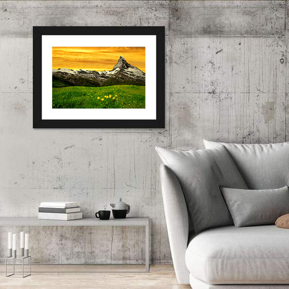 Golden Hour at the Matterhorn Wall Art in a room, landscape