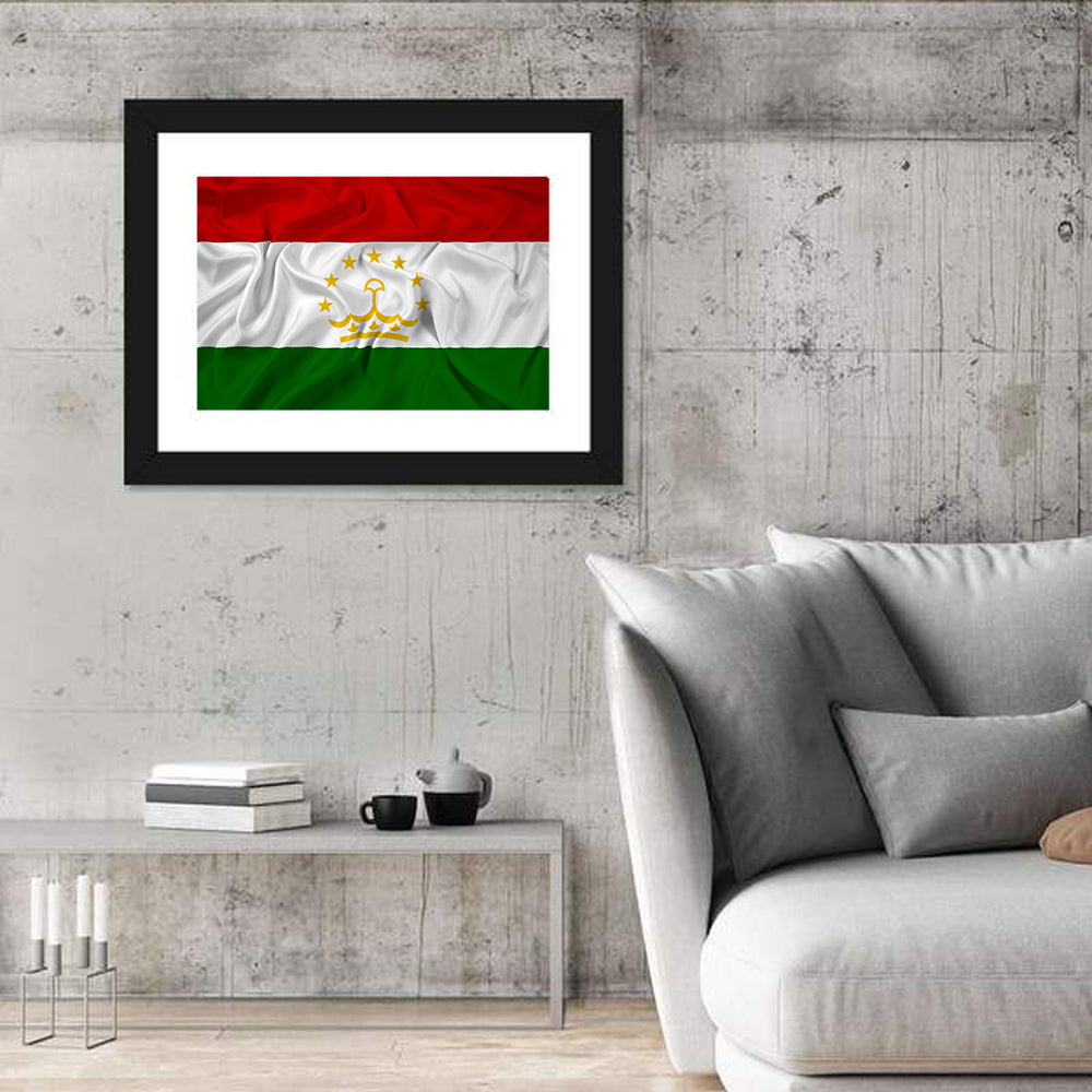 Tajikistan Flag with Crown Emblem Wall Art
