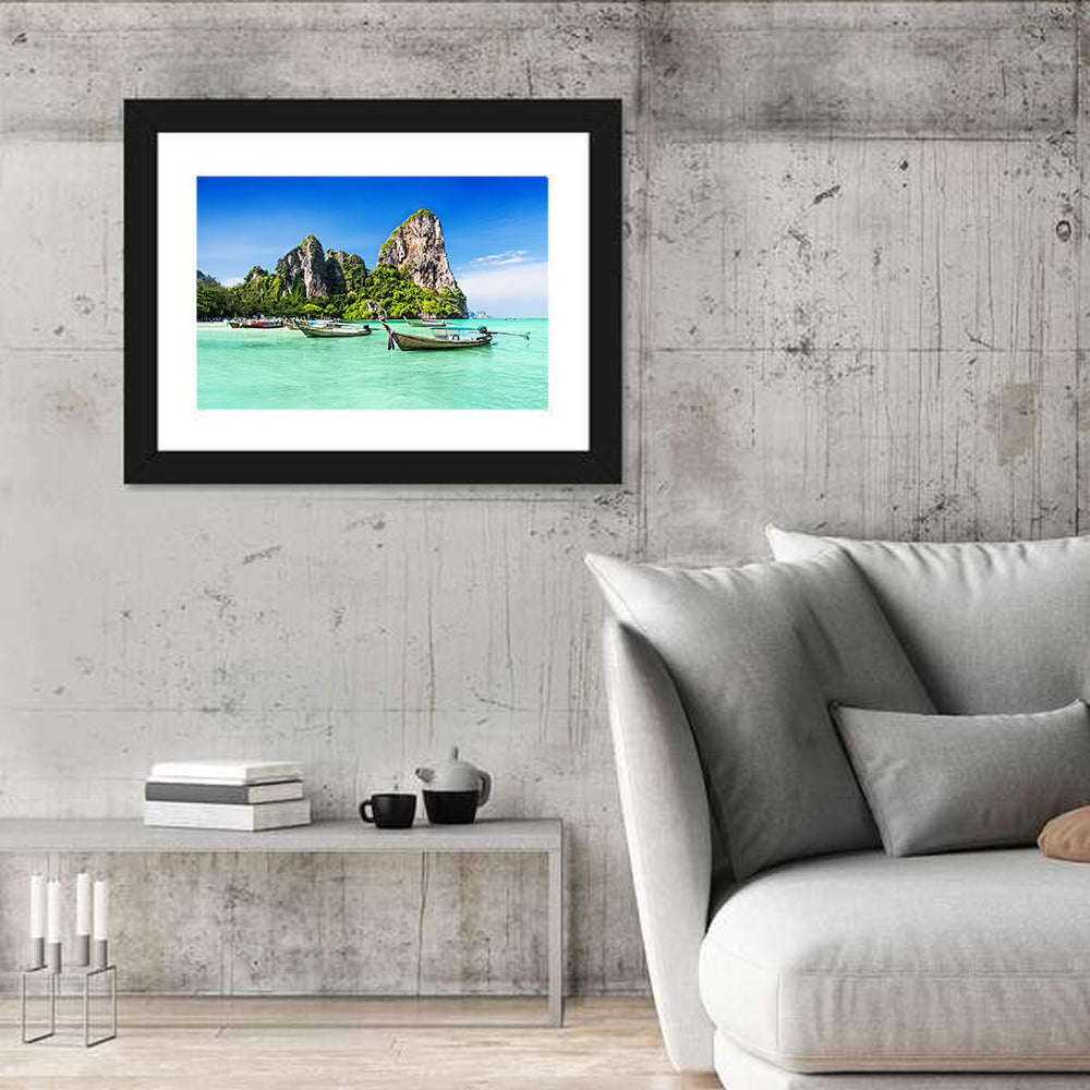 Railay Beach Long-tail Boats Wall Art