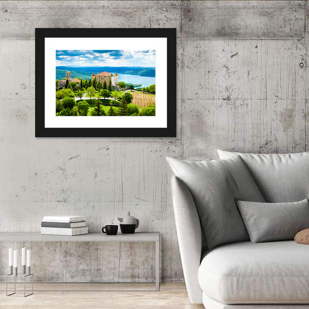 Château D'esparron and Village Church Wall Art in a room, landscape