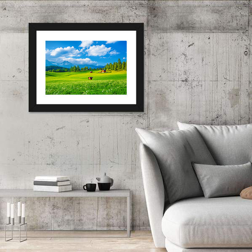 Alpine Valley Meadow, Austria Wall Art in a room, landscape