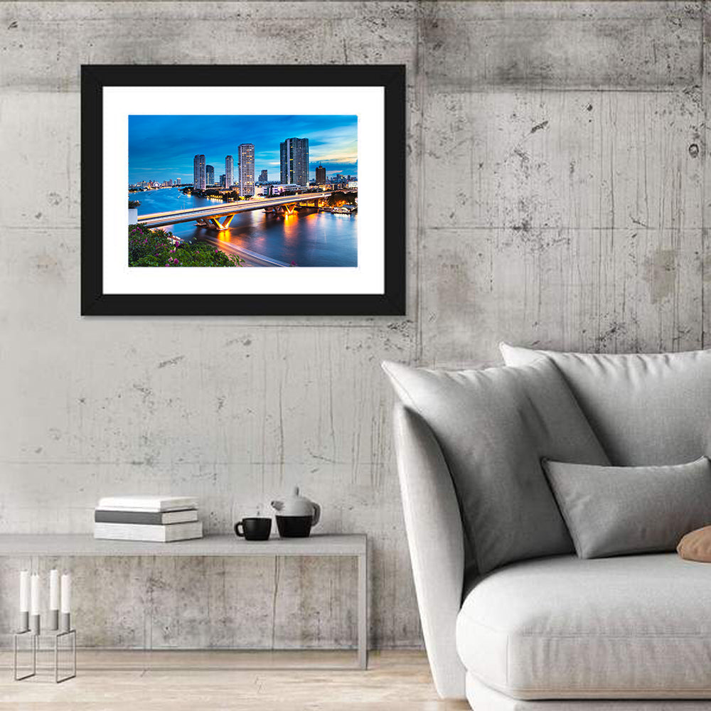 Chao Phraya River at Night, Bangkok Wall Art in a room, landscape