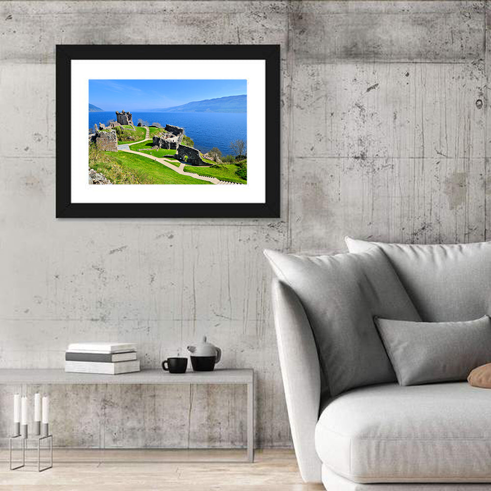 Urquhart Castle Ruins Wall Art in a room, landscape