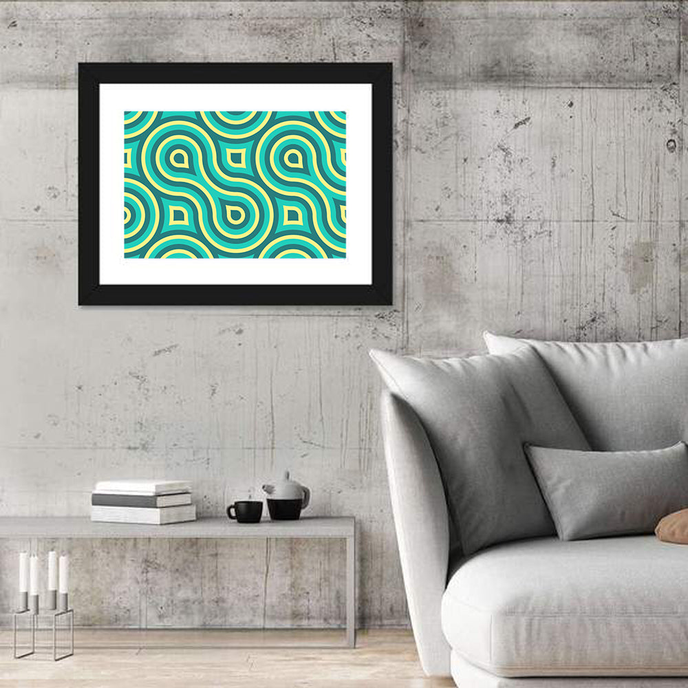 Retro Teal Geometric Pattern Wall Art