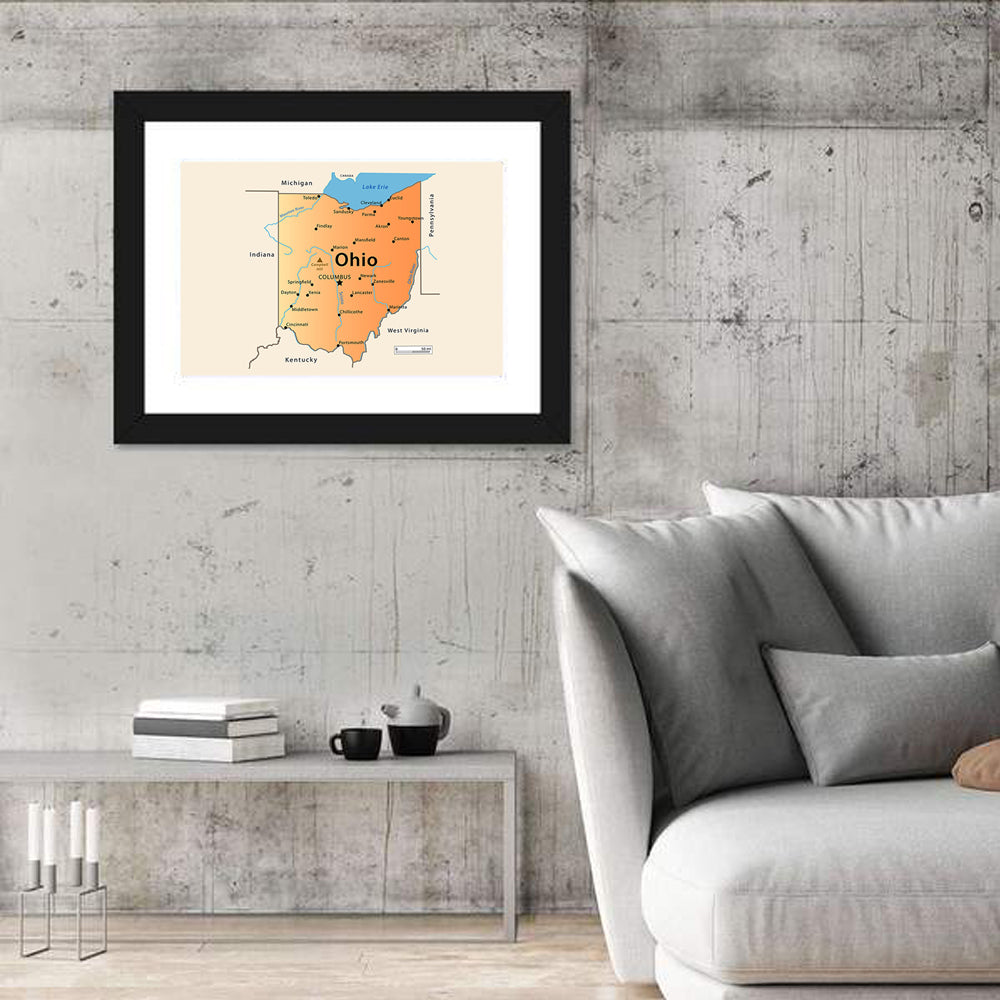 Ohio State Map Wall Art