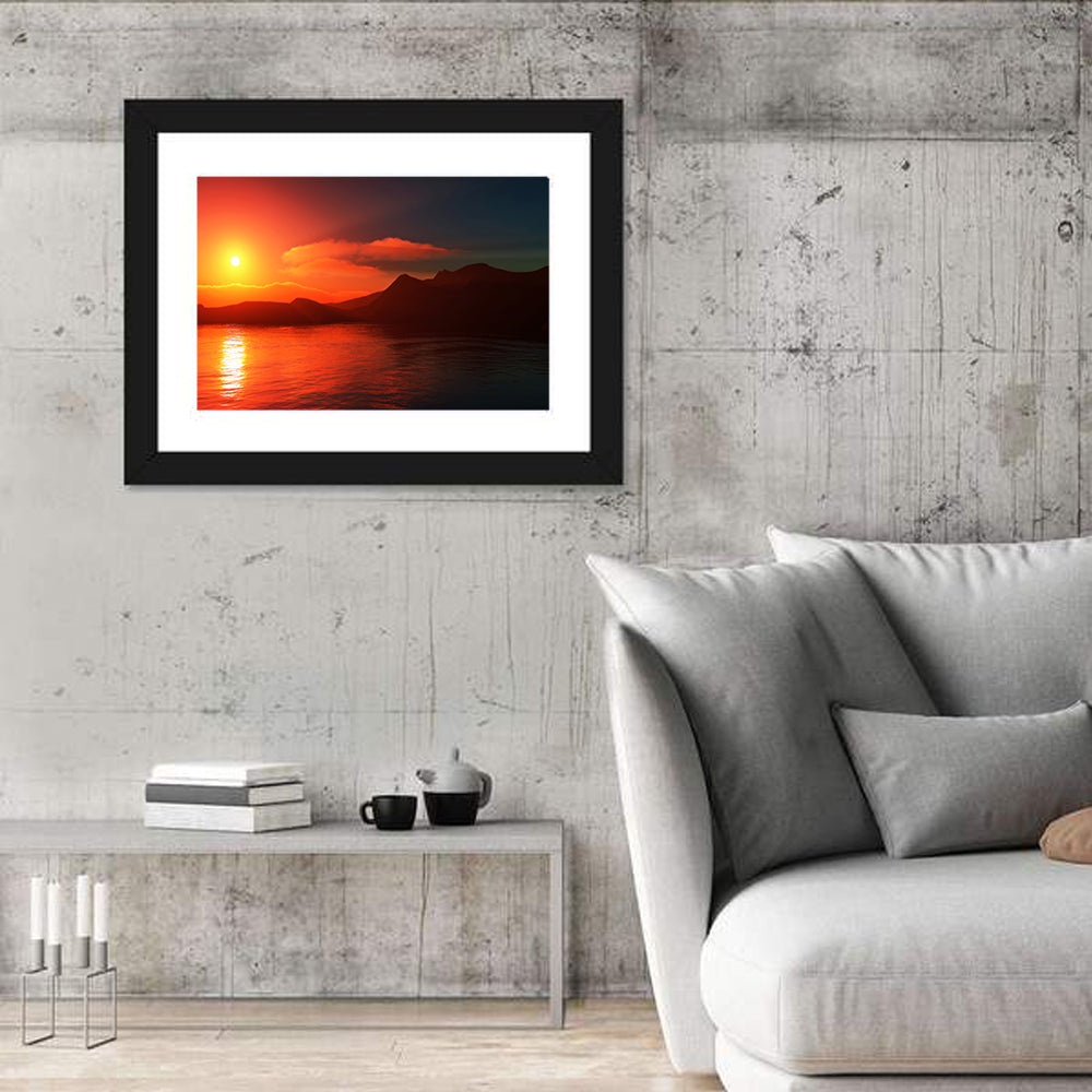 Sunset Reflection Over Mountain Lake Wall Art