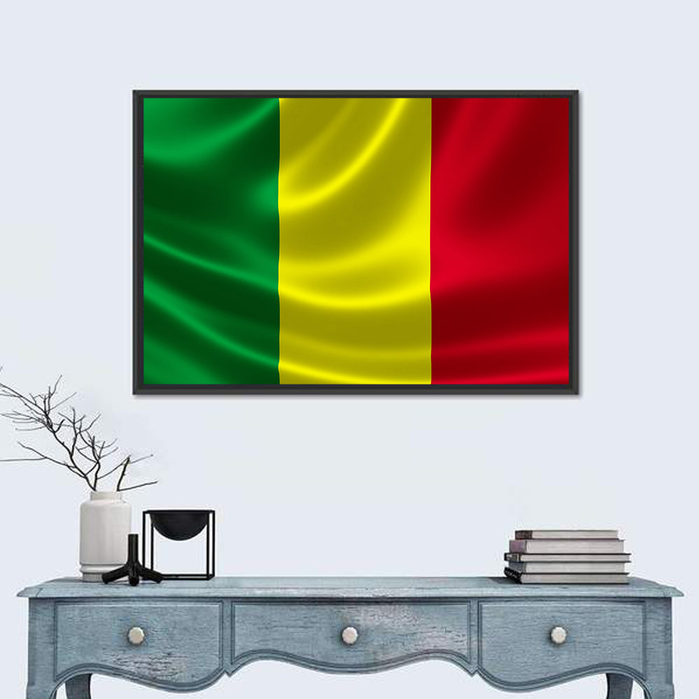 Mali Flag with Waving Fabric Texture Wall Art