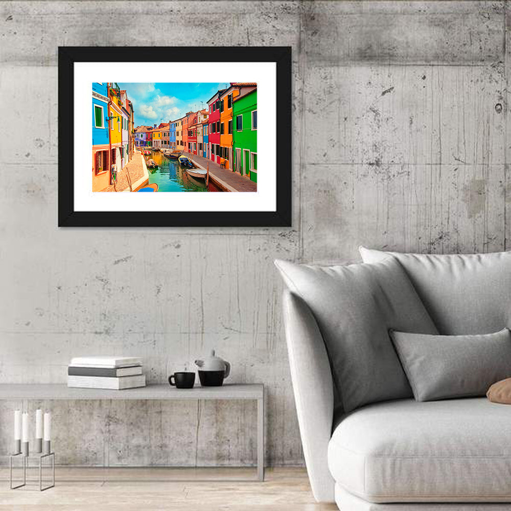 Burano Canal with Colorful Houses Wall Art