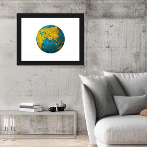 India On Globe Map Wall Art