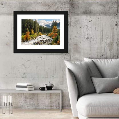 Autumn Mountain Stream with Rapids Wall Art