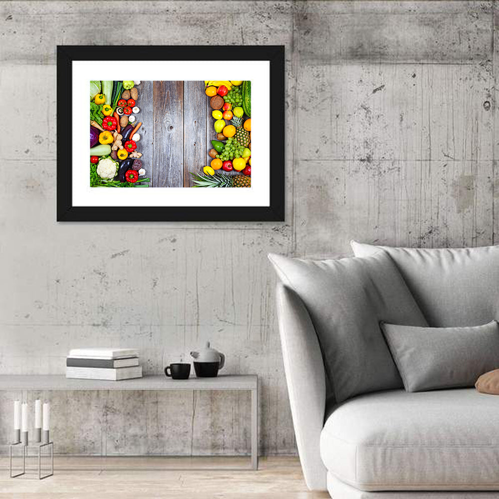 Fresh Vegetables and Fruit Wall Art in a room, landscape