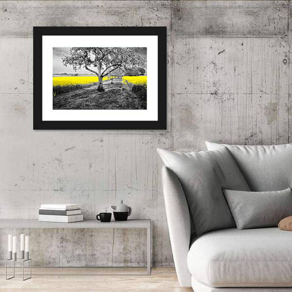 Yellow Oilseed Field with Lone Tree Wall Art