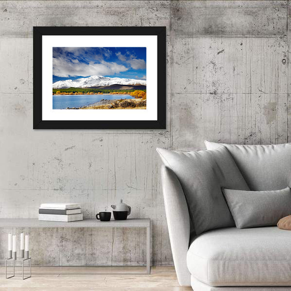 Lake Tekapo Autumn View Wall Art in a room, landscape