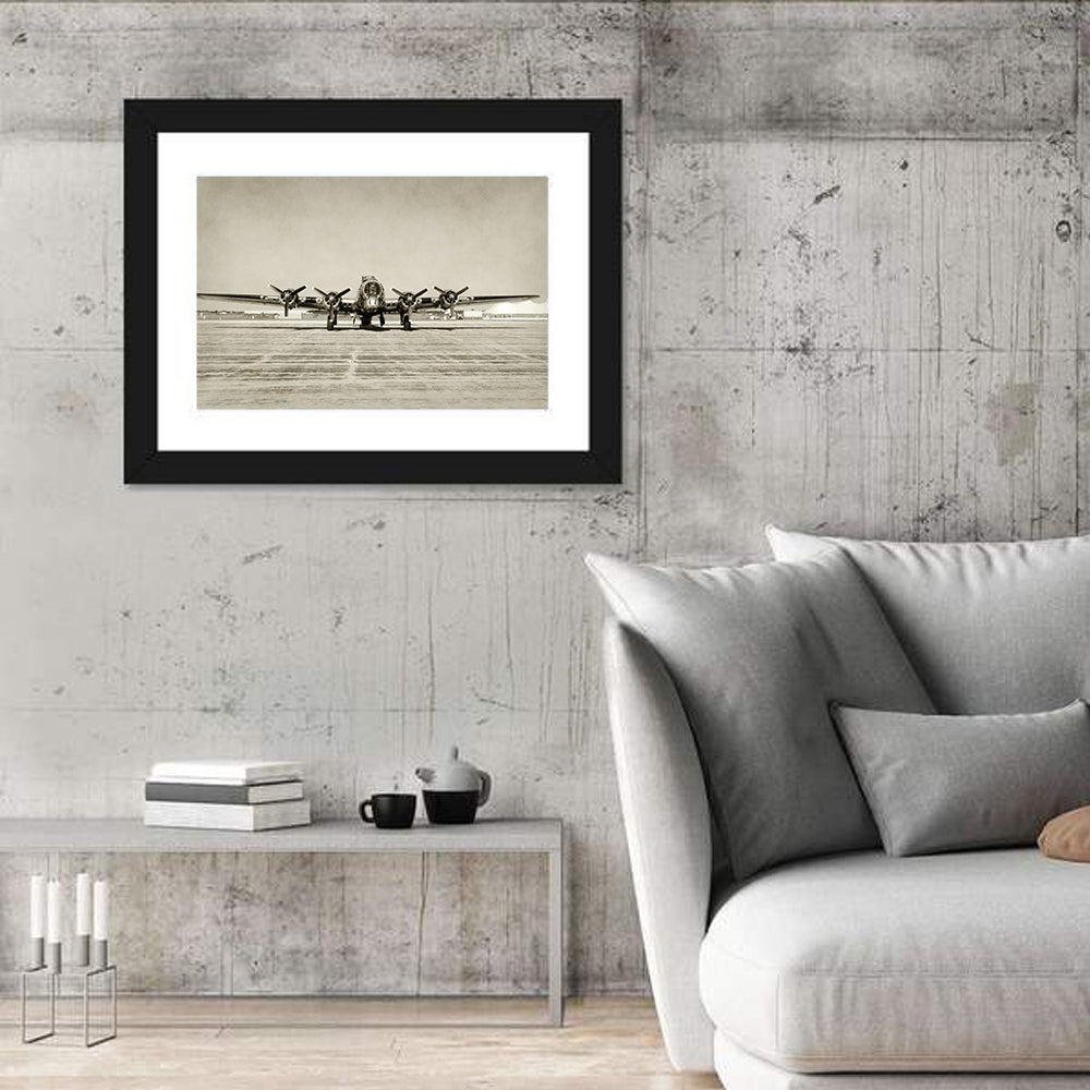 B-17 Bomber Front View Wall Art in a room, landscape