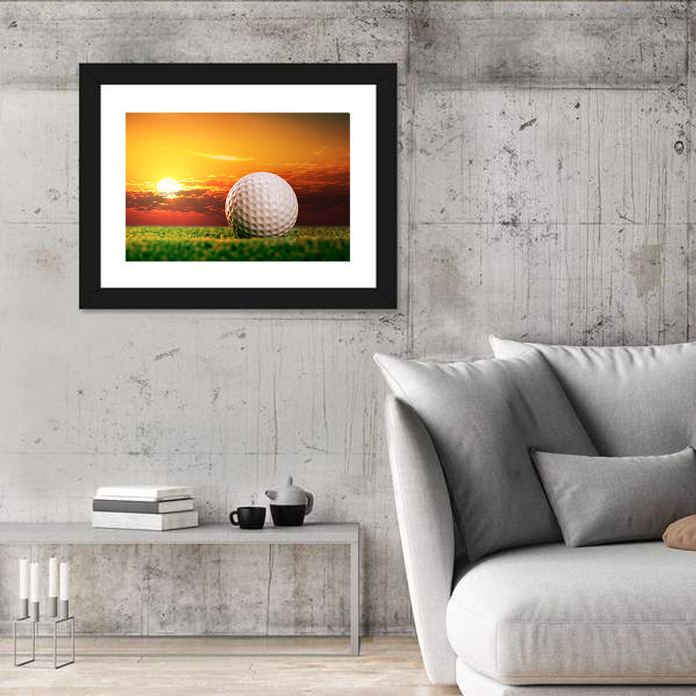 Golf Ball at Sunset Wall Art