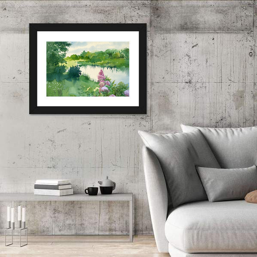 Serene River Watercolor Wall Art