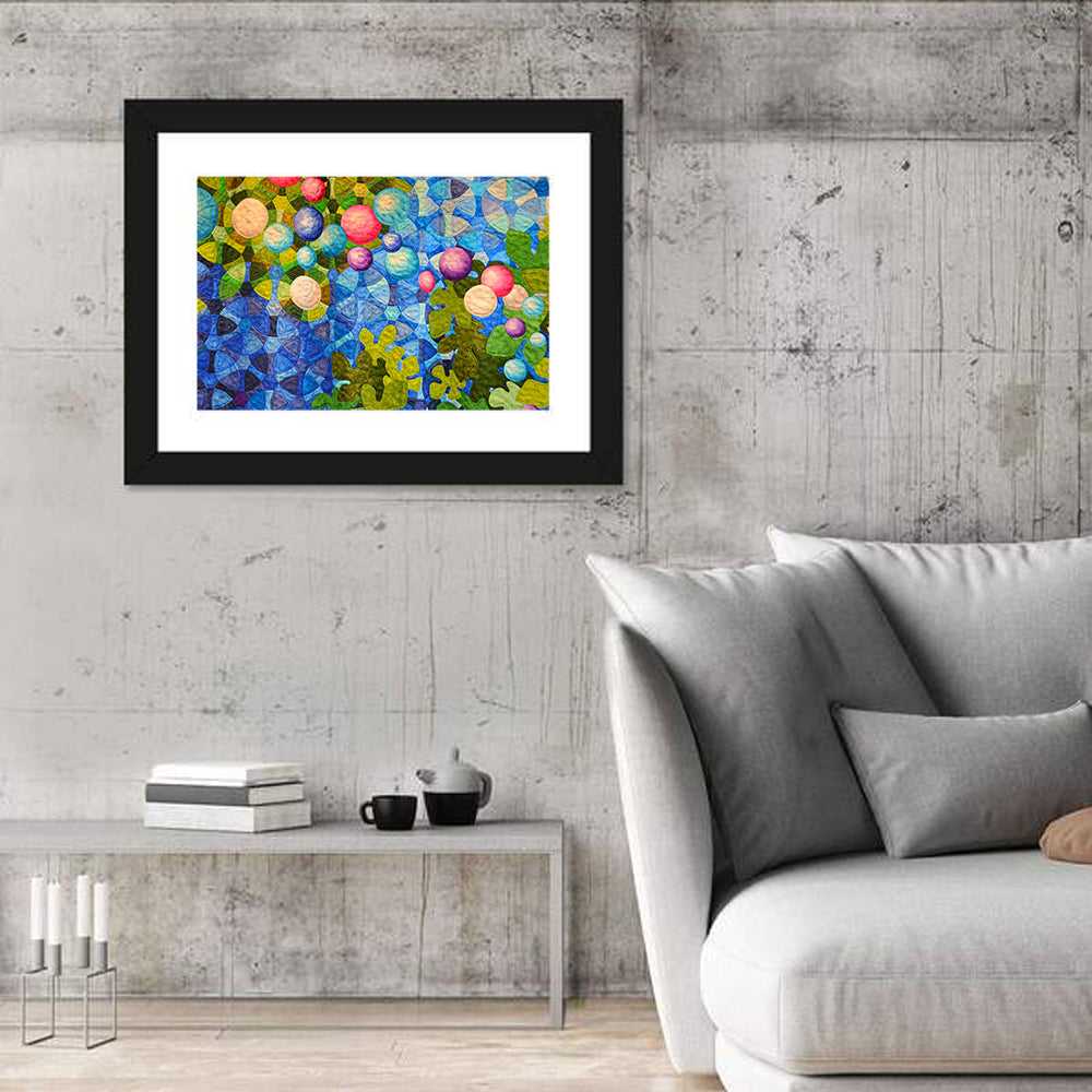 Colorful Quilted Circle Pattern Wall Art