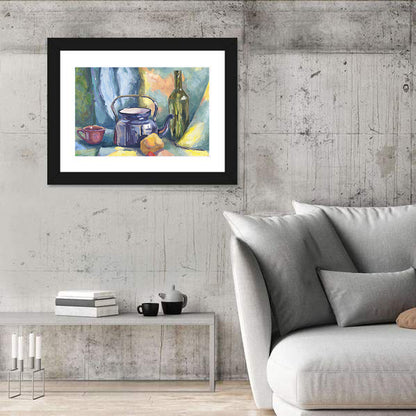 Metal Teapot and Bottle Still Life Wall Art