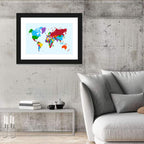 Minimalist Colorful World Map Wall Art