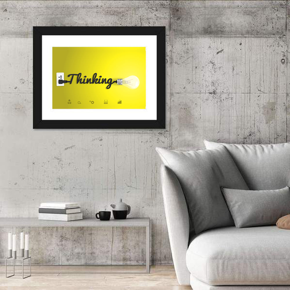 Thinking Cord Typography Wall Art in a room, landscape